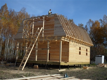 Строительство дома. Дом 7х8 м. + 2 м. крыльцо и балкон. Тульская область, Ясногорский р-н, снт Октава.